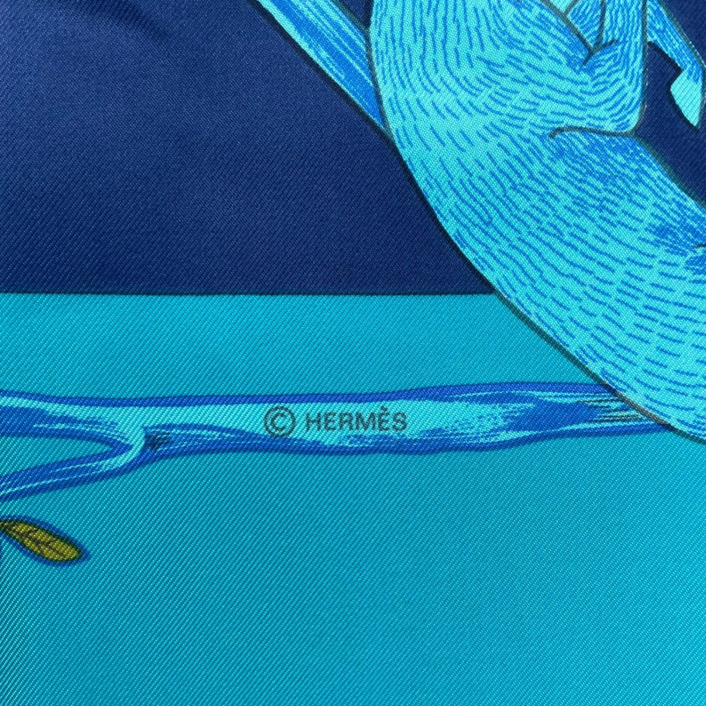 Hermes Carre 90 Scarf 100% Silk Animal Alphabet Blue — view 8