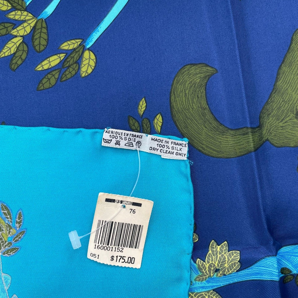 Hermes Carre 90 Scarf 100% Silk Animal Alphabet Blue — view 9