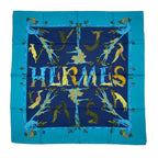 Hermes Carre 90 Scarf 100% Silk Animal Alphabet Blue