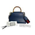 Gucci Leather Bamboo 2-Way Handbag Blue