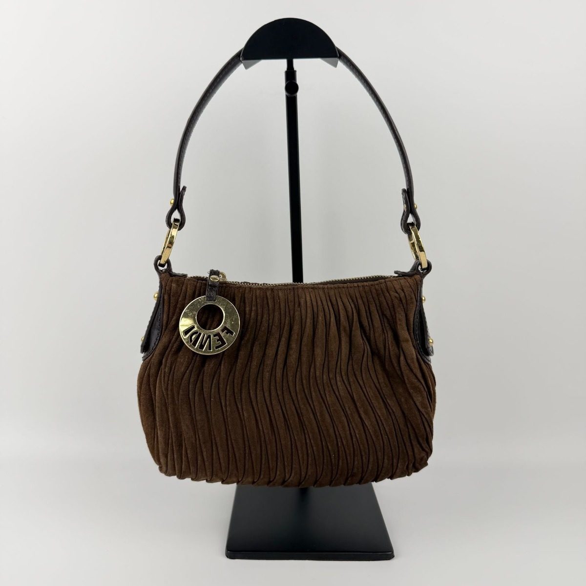Fendi Shoulder Bag Brown Suede Vintage