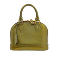 Louis Vuitton Alma BB Monogram Vernis Enamel Leather Green Handbag Gold