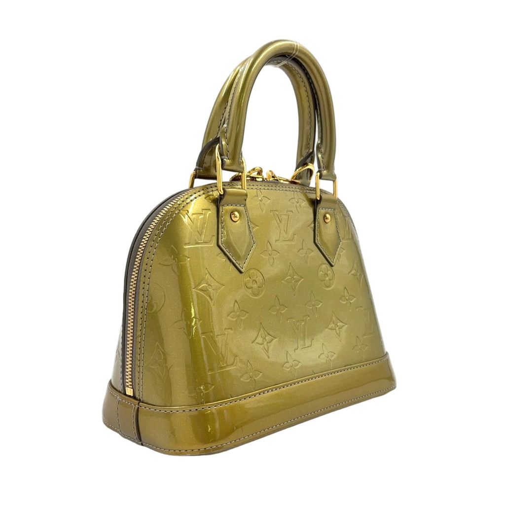 Louis Vuitton Alma BB Monogram Vernis Enamel Leather Green Handbag Gold — view 2