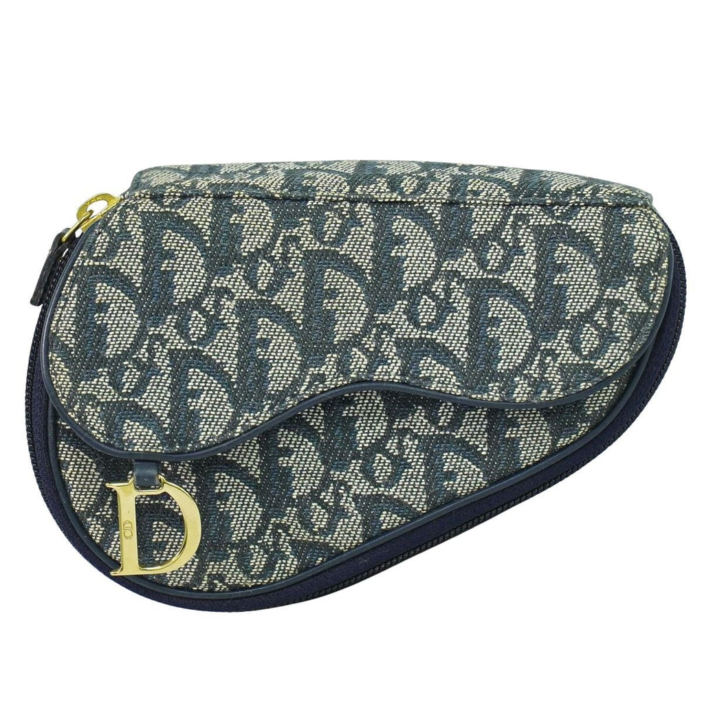 Dior Saddle Trotter Pouch Case Canvas Navy