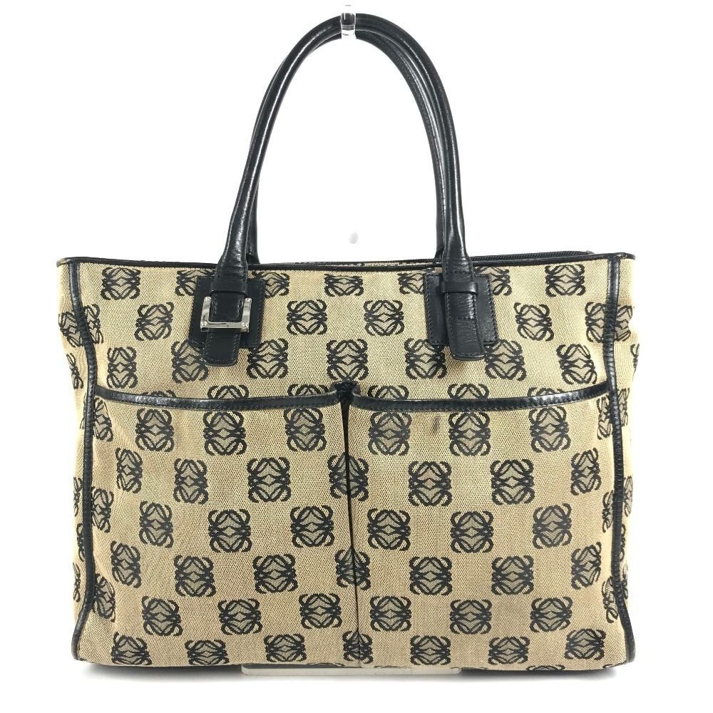 Loewe Business Bag Anagram Logo Leather Canvas Black