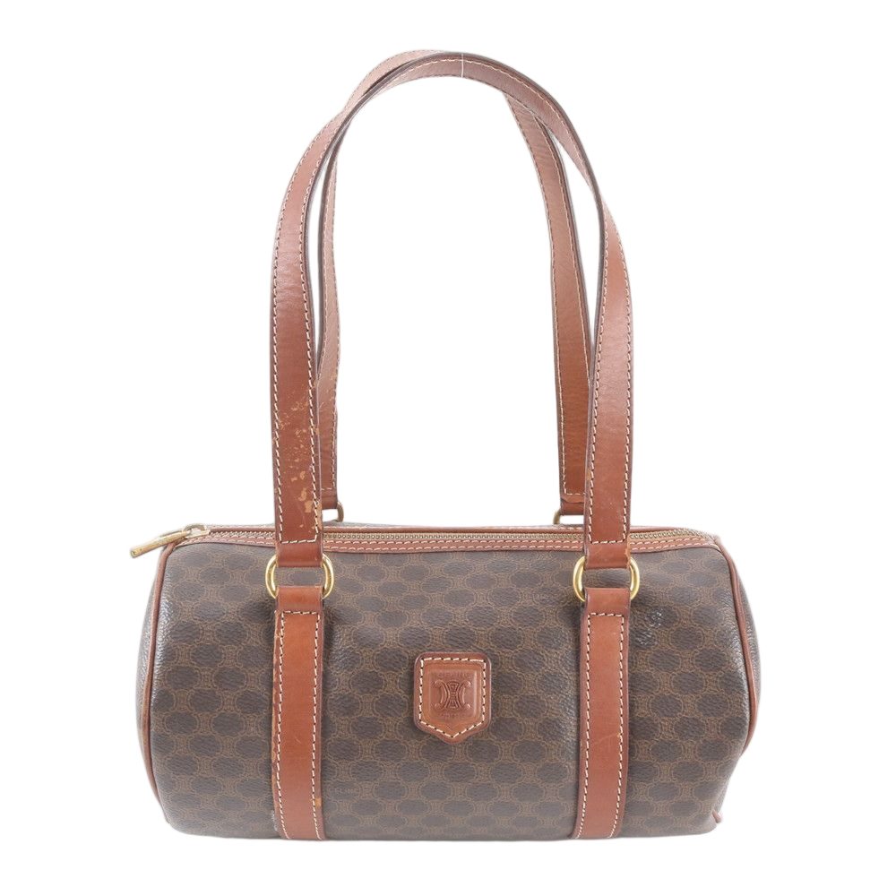 Celine Macadam Leather Shoulder Bag Tote Hand Brown