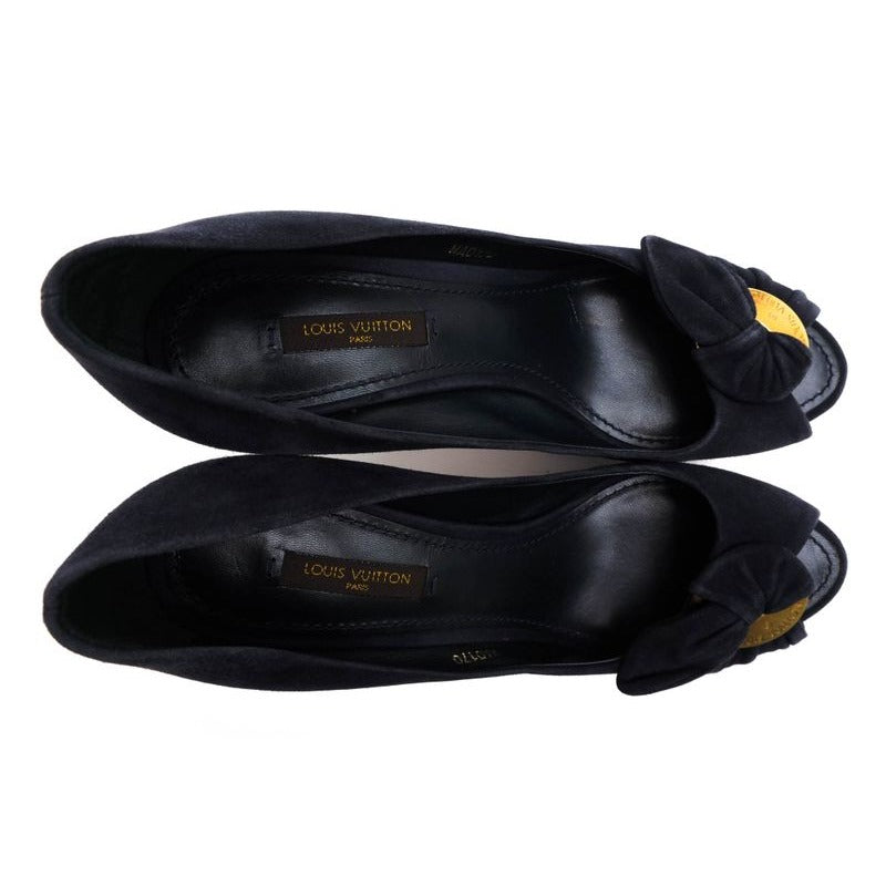Louis Vuitton Pumps Shoes Women Suede Leather Navy Blue Ma0170 — view 5