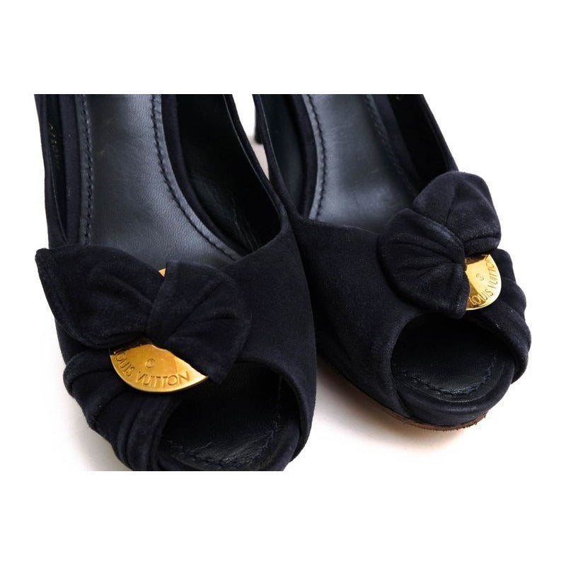 Louis Vuitton Pumps Shoes Women Suede Leather Navy Blue Ma0170 — view 6