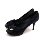 Louis Vuitton Pumps Shoes Women Suede Leather Navy Blue Ma0170