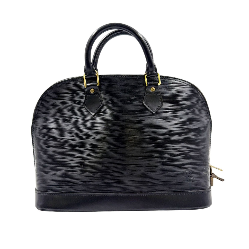 Louis Vuitton Alma Epi Noir Leather Black Handbag Gold
