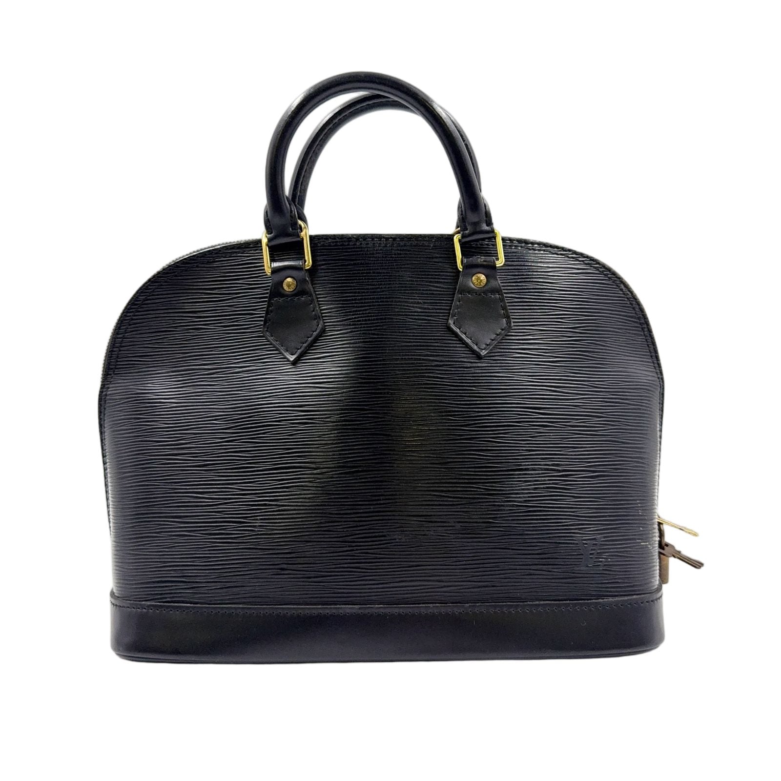 Louis Vuitton Alma Epi Noir Leather Black Handbag Gold