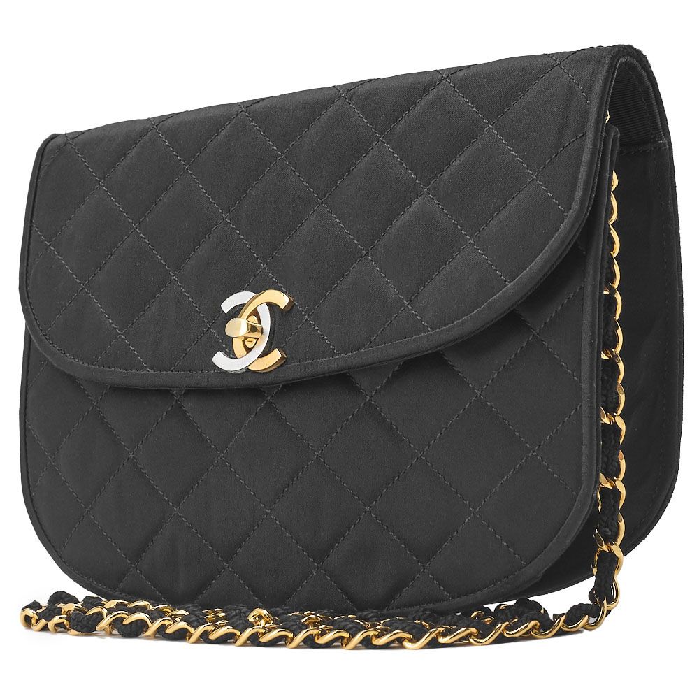 Chanel Quilted Paris Limited Chain Shoulder Satin Black With Gold And Silver — view 3