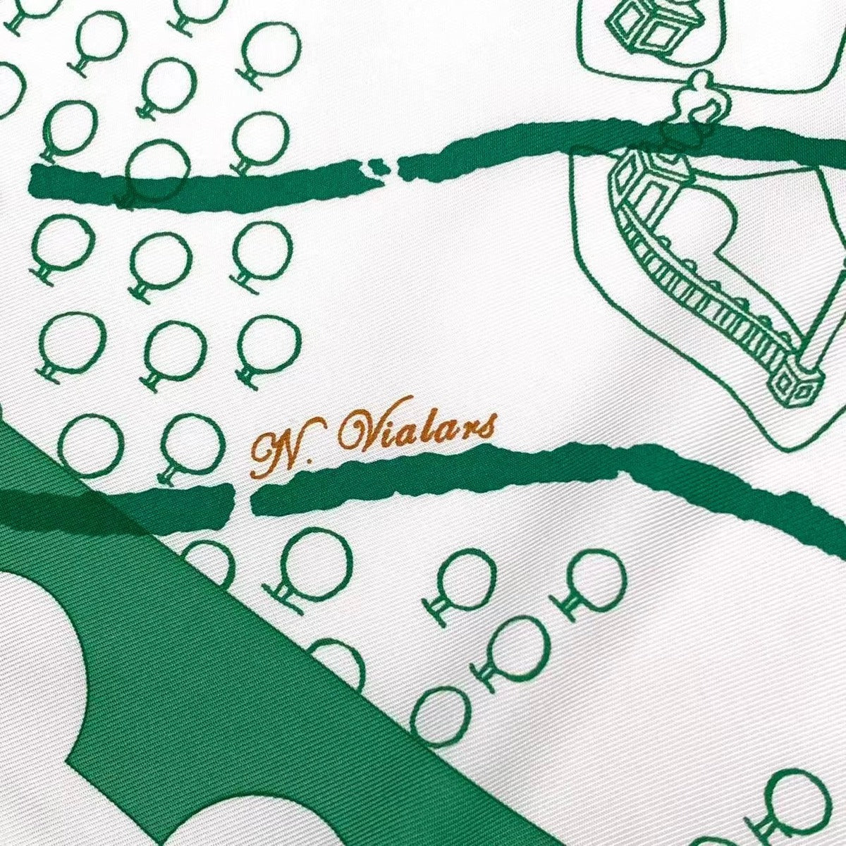 Hermes Carre 90 de Passage A Paris Silk Scarf Green — view 6