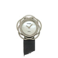 Chanel Camelia Diamond Bezel Watch White Shell 18k Gold Quartz