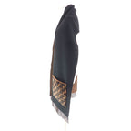 Fendi Fxt252 Cashmere Blend Zucca Pattern Fringe Scarf With Fur Pocket Stole — view 4