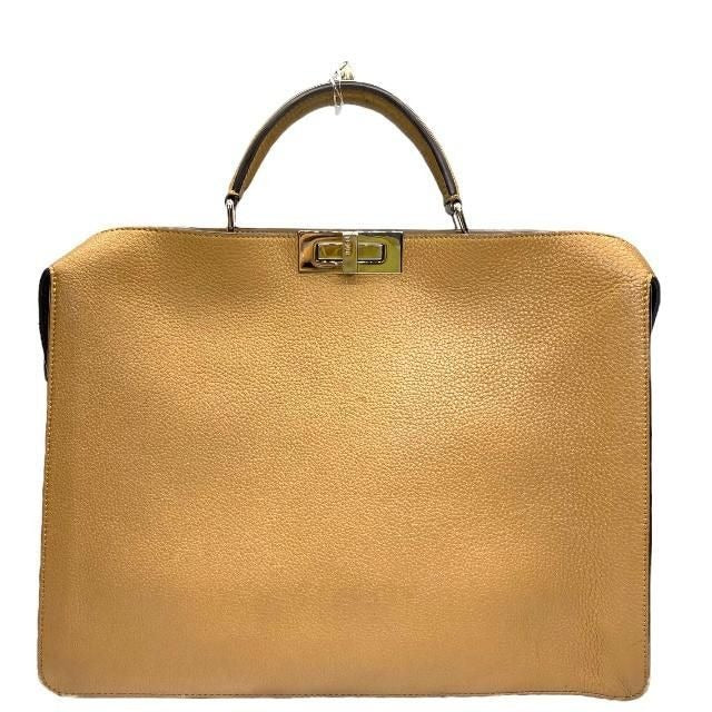 Fendi 7 Va529 Peekaboo Iseeu Medium Handbag 2-Way Tote Bag Calf Leather Brown