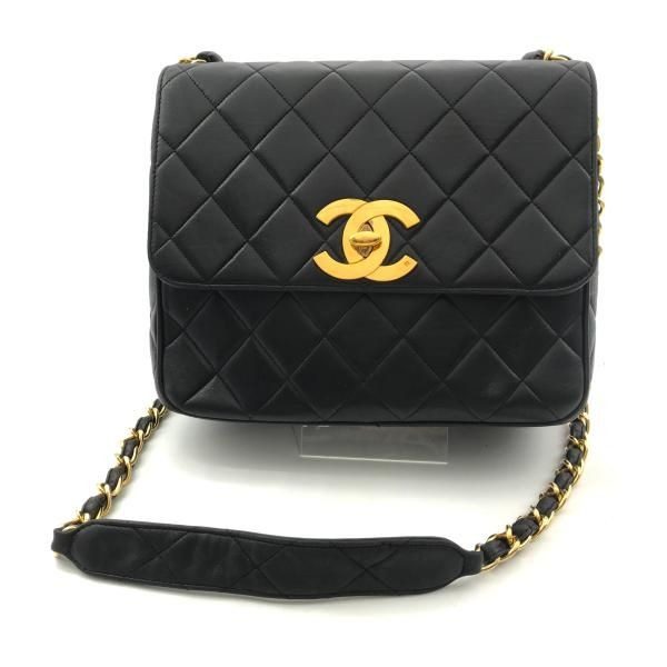 Chanel Quilted Big CC Logo Chain Shoulder Bag Black