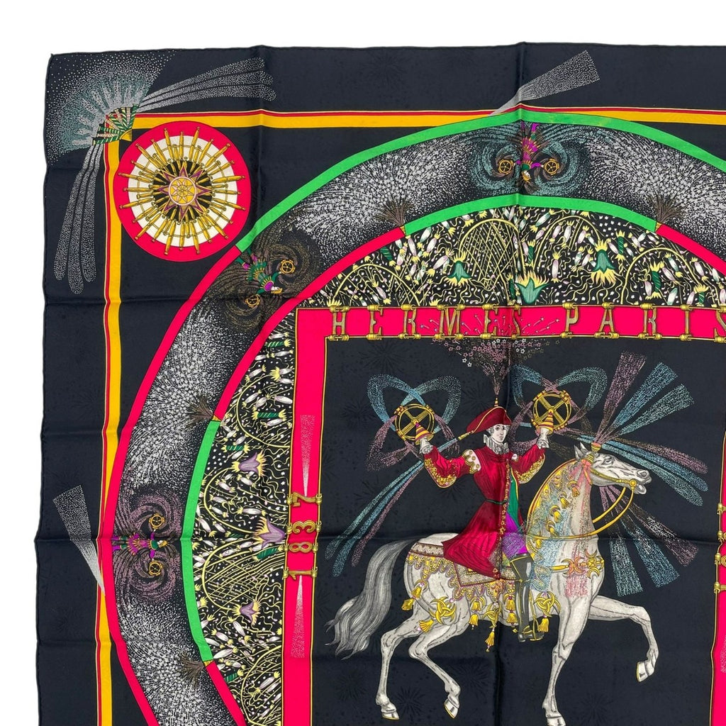 Hermes Scarf Silk Carre 90 Feux D'artifice Black — view 2
