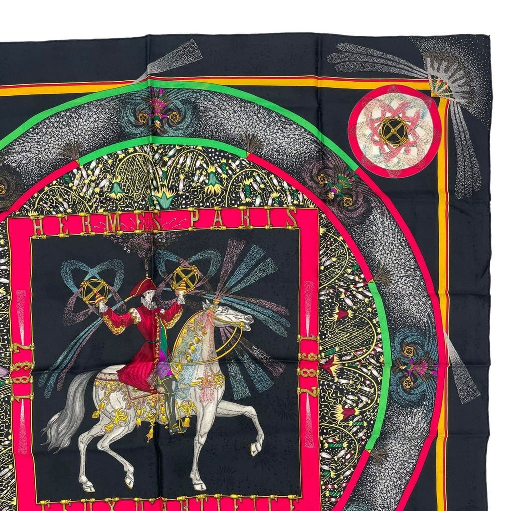 Hermes Scarf Silk Carre 90 Feux D'artifice Black — view 3