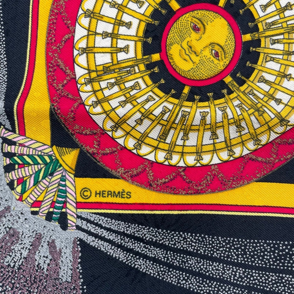 Hermes Scarf Silk Carre 90 Feux D'artifice Black — view 7