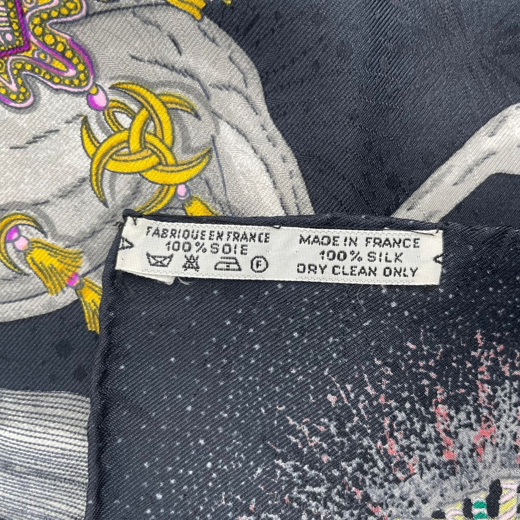 Hermes Scarf Silk Carre 90 Feux D'artifice Black — view 8