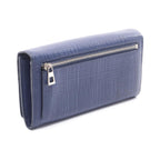 Loewe Bifold Long Wallet Linen Navy Leather Anagram Zip — view 2