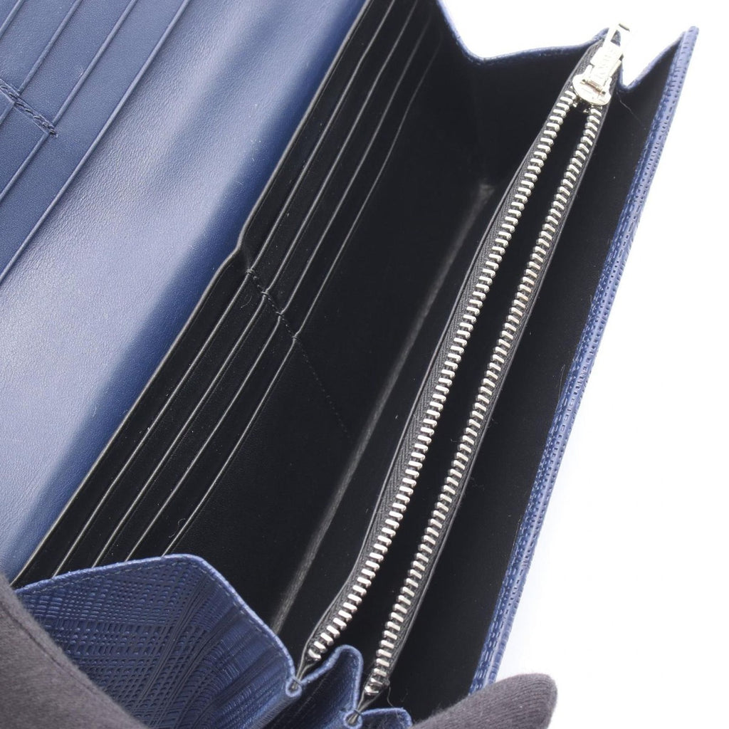 Loewe Bifold Long Wallet Linen Navy Leather Anagram Zip — view 3