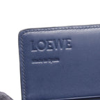 Loewe Bifold Long Wallet Linen Navy Leather Anagram Zip — view 5