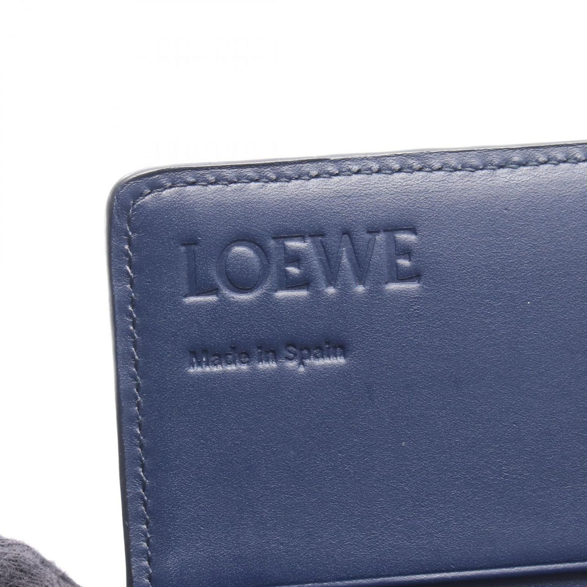 Loewe Bifold Long Wallet Linen Navy Leather Anagram Zip — view 5