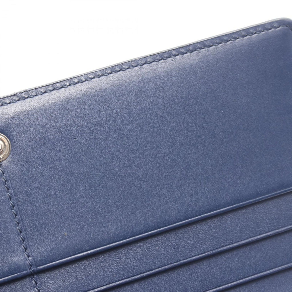 Loewe Bifold Long Wallet Linen Navy Leather Anagram Zip — view 6