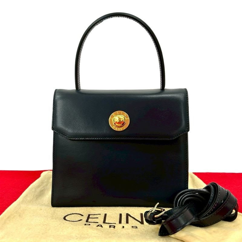 Celine Vintage Star Ball Hardware Leather 2-Way Handbag