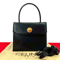 Celine Vintage Star Ball Hardware Leather 2-Way Handbag