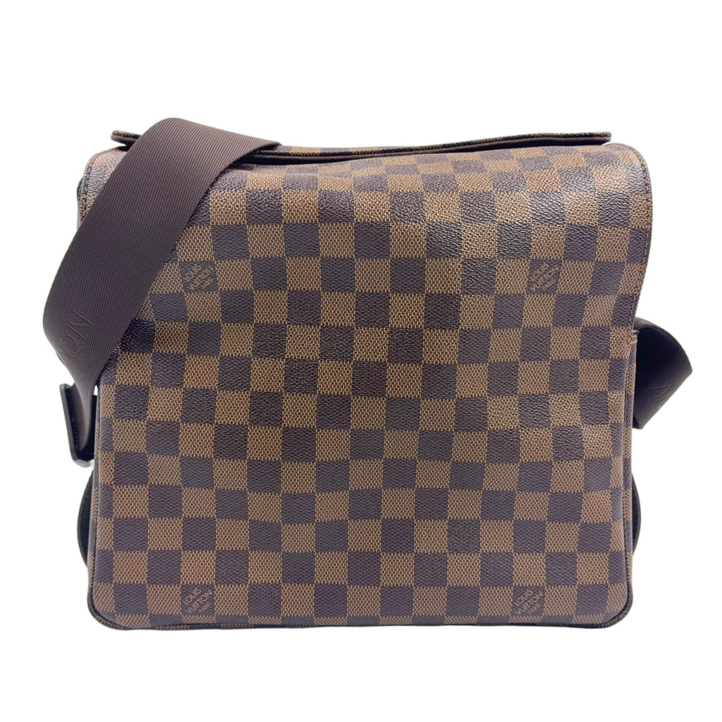 Louis Vuitton Naviglio Damier Ebene Leather Brown Shoulder Bag Gold