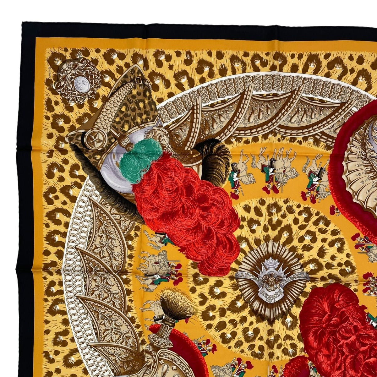 Hermes Scarf Silk Carre 90 Casques Et Plumets Faceless Helmet Yellow — view 2