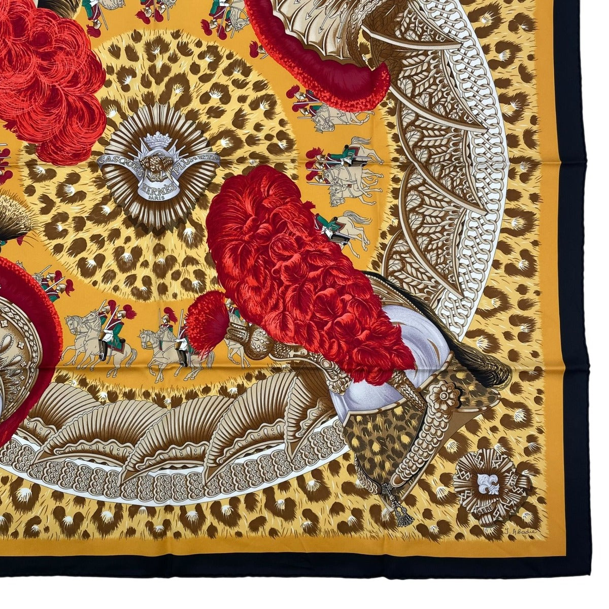 Hermes Scarf Silk Carre 90 Casques Et Plumets Faceless Helmet Yellow — view 5