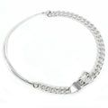 Hermes Necklace Choker Booklet Series GM Inflexible 44 Silver
