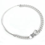 Hermes Necklace Choker Booklet Series GM Inflexible 44 Silver