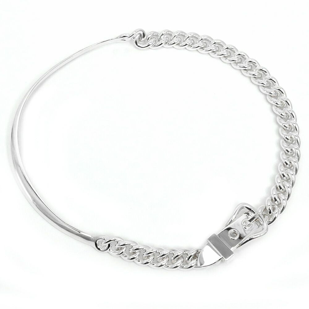 Hermes Necklace Choker Booklet Series GM Inflexible 44 Silver