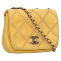 Chanel Quilted Full Flap Canvas Leather Chain Shoulder Bag