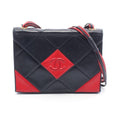 Chanel Shoulder Bag Navy Red Leather