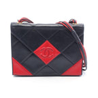 Chanel Shoulder Bag Navy Red Leather