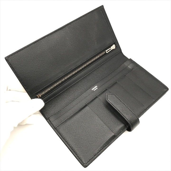 Hermes Bearn Souffle Veau Epsom Monochrome Bifold Wallet Black — view 6