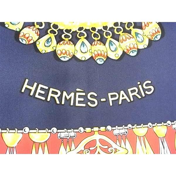 Hermes Parures Des Sables Carre 90 Silk Large Scarf Navy — view 5