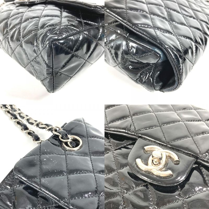 Chanel Upside Down Shoulder Bag Quilted Enamel Black — view 6