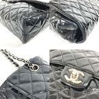 Chanel Upside Down Shoulder Bag Quilted Enamel Black — view 6