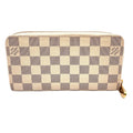 Louis Vuitton Zippy Wallet Damier Azur Leather White Round Gold
