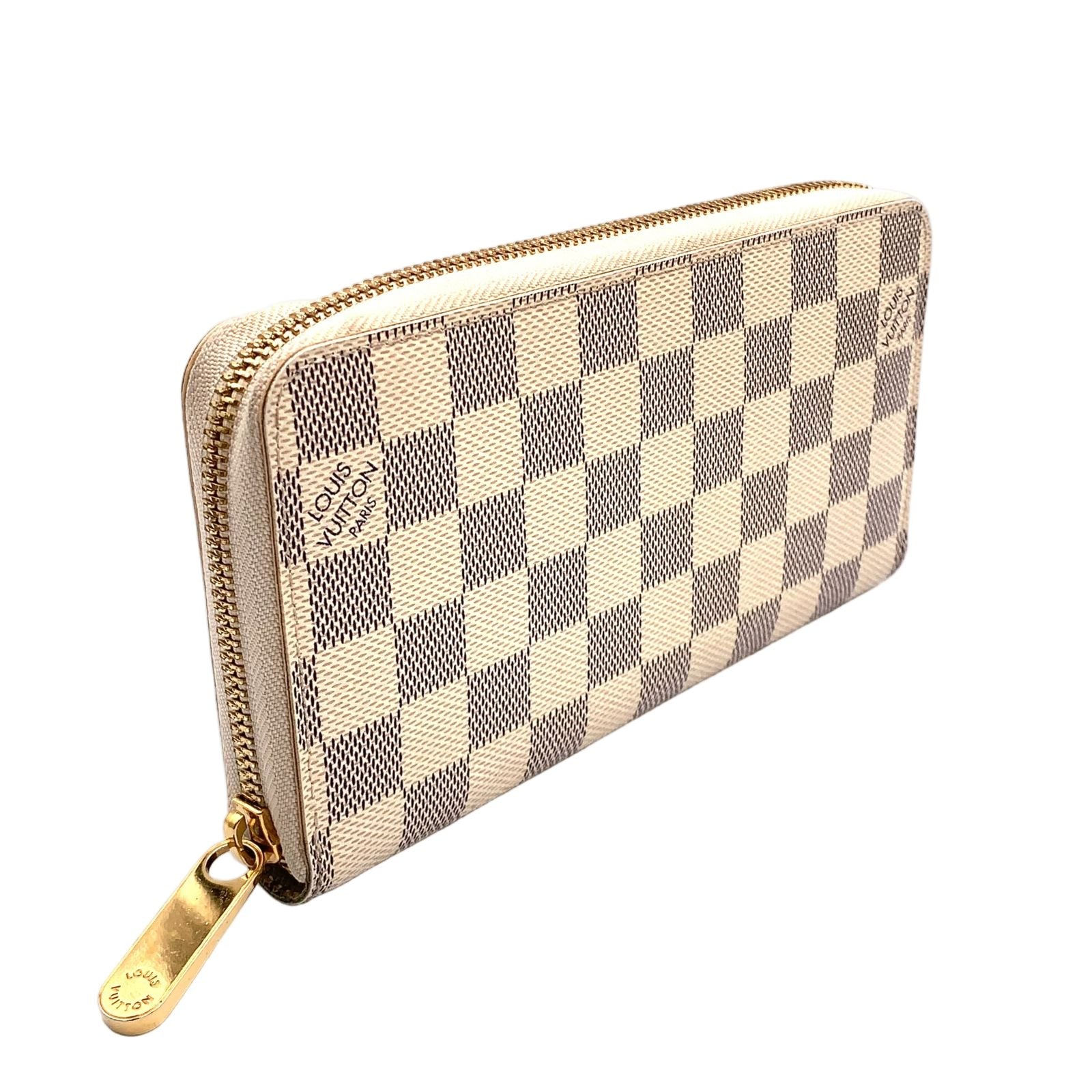 Louis Vuitton Zippy Wallet Damier Azur Leather White Round Gold — view 2