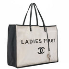 Chanel Tote Bag Canvas With Whistle Charm White And Black Silver — view 4