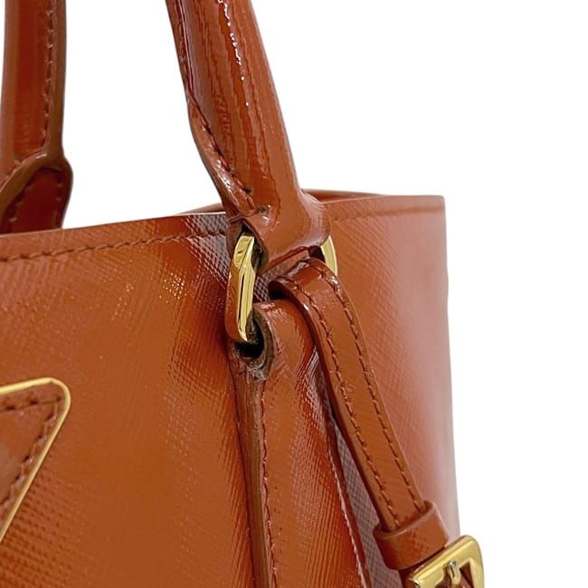 Prada 2 way Bag Orange Patent Leather 103 — view 7