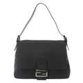Fendi Zucchino Mamma Bucket Shoulder Bag Canvas Black Gunmetal
